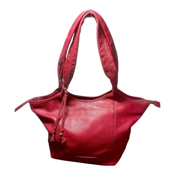 THE SAK Punch Red Pebbled Leather Tote Shoulder Bag - Picture 3 of 10